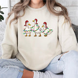 Duck Christmas Sweatshirt, Funny Christmas Duck Sweatshirt, Christmas Lights Sweatshirt
