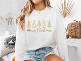 Glitter Merry Christmas Christmas Trees Sweatshirt, Christmas Tree Shirt, Christmas Party Tee