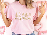 Glitter Merry Christmas Christmas Trees Sweatshirt, Christmas Tree Shirt, Christmas Party Tee