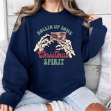 Rolling up Some Christmas Spirit Shirt, Funny Christmas Tee, Christmas Skeleton Shirt