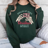 Rolling up Some Christmas Spirit Shirt, Funny Christmas Tee, Christmas Skeleton Shirt