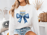 Hanukkah Bow Jewish Shirt, Jewish Hanukkah Tee, Coquette Hanukkah Tee