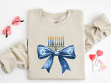 Hanukkah Bow Jewish Shirt, Jewish Hanukkah Tee, Coquette Hanukkah Tee