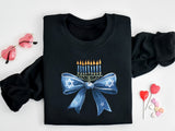 Hanukkah Bow Jewish Shirt, Jewish Hanukkah Tee, Coquette Hanukkah Tee