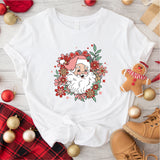 Floral Santa Sweatshirt, Retro Christmas Shirt, Pink Santa Christmas Party Shirt