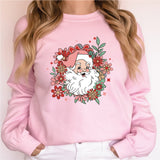 Floral Santa Sweatshirt, Retro Christmas Shirt, Pink Santa Christmas Party Shirt
