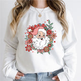 Floral Santa Sweatshirt, Retro Christmas Shirt, Pink Santa Christmas Party Shirt