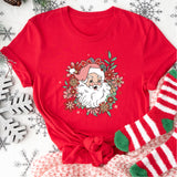 Floral Santa Sweatshirt, Retro Christmas Shirt, Pink Santa Christmas Party Shirt