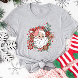 Floral Santa Sweatshirt, Retro Christmas Shirt, Pink Santa Christmas Party Shirt