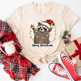 Merry Christmas Raccoon Shirt, Funny Animal Shirt, Xmas Raccoon Shirt
