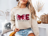Retro Love Like Jesus Coquette Shirt, Coquette Heart Bow Sweatshirt, Jesus Valentine Tee