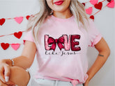 Retro Love Like Jesus Coquette Shirt, Coquette Heart Bow Sweatshirt, Jesus Valentine Tee