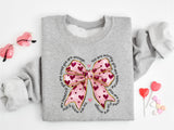 Valentine's Day Heart Coquette Bow Shirt, Retro Valentine Love Bow Tee