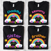 Rainbow Birthday Girl Family T-Shirt, Birthday Party Shirt