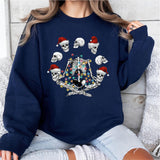 Skeleton Namaste Christmas Sweatshirt, Skeleton Yoga T-shirt, Christmas Lights Tshirt