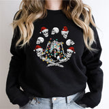Skeleton Namaste Christmas Sweatshirt, Skeleton Yoga T-shirt, Christmas Lights Tshirt