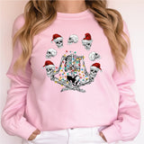 Skeleton Namaste Christmas Sweatshirt, Skeleton Yoga T-shirt, Christmas Lights Tshirt