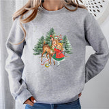 Vintage Christmas Girl and Reindeer Shirt, Retro Christmas Shirt