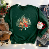 Vintage Christmas Girl and Reindeer Shirt, Retro Christmas Shirt