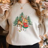 Vintage Christmas Girl and Reindeer Shirt, Retro Christmas Shirt