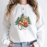 Vintage Christmas Girl and Reindeer Shirt, Retro Christmas Shirt