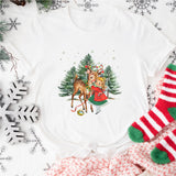 Vintage Christmas Girl and Reindeer Shirt, Retro Christmas Shirt
