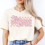 Checkered Floral Mama T-Shirt, Retro Mama Shirt
