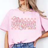 Checkered Floral Mama T-Shirt, Retro Mama Shirt