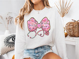 Coquette Nurse Stethoscope Bow Sweatshirt, Shirt for Nurse, Bow Shirt, Nurse Appreciation