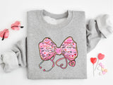 Coquette Nurse Stethoscope Bow Sweatshirt, Shirt for Nurse, Bow Shirt, Nurse Appreciation