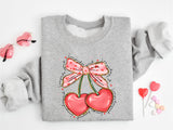 Love You Cherry Much T-Shirt, Valentine's Day Heart Coquette Bow Shirt
