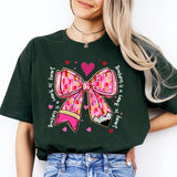 Coquette Bow Teacher Valentine Shirt, Cute Coquette Pencil Bow Tee
