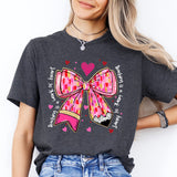 Coquette Bow Teacher Valentine Shirt, Cute Coquette Pencil Bow Tee