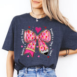 Coquette Bow Teacher Valentine Shirt, Cute Coquette Pencil Bow Tee
