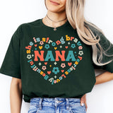 Nana Heart Shirt, Grandma Gift, Floral Nana Shirt