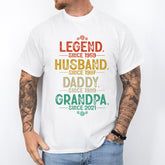 Husband Father Grandpa Legend Shirt, Grandfather Custom Dates