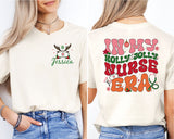 Custom Nurse Christmas Shirt, In My Holly Jolly Nurse Era T-Shirt