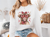 Highland Cow Valentine Shirt, Valentine's Day T-Shirt, Western Valentines Sweater