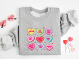 Valentine Hearts Sweatshirt, Valentine's Day T-Shirt, Conversation Hearts Tee