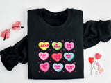 Valentine Hearts Sweatshirt, Valentine's Day T-Shirt, Conversation Hearts Tee