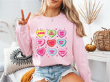 Valentine Hearts Sweatshirt, Valentine's Day T-Shirt, Conversation Hearts Tee
