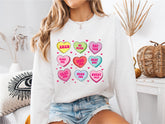 Valentine Hearts Sweatshirt, Valentine's Day T-Shirt, Conversation Hearts Tee