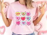 Valentine Hearts Sweatshirt, Valentine's Day T-Shirt, Conversation Hearts Tee