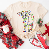 Cow and Christmas Lights Sweatshirt, Christmas Sweatshirt