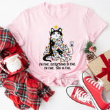It's Fine I'm Fine Everything Is Fine Christmas Cat Shirt