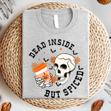 Dead Inside But Spiced Sweatshirt, Halloween Skull Tees