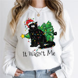 It Wasn't Me Cat Sweatshirt, Christmas Black Cat Sweatshirt