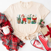 Christmas Coffee T-Shirt, Peppermint Iced Latte Tee