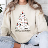 Meowy Christmas Shirt, Cat Tree Christmas T-Shirt