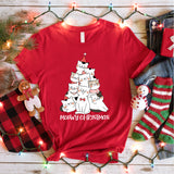 Meowy Christmas Shirt, Cat Tree Christmas T-Shirt